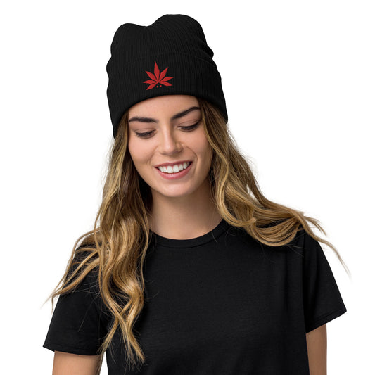 Official Red Leaf Premium Ribbed Knit Beanie