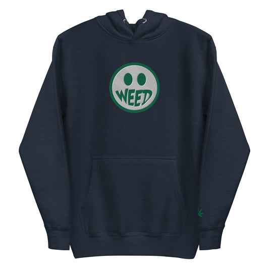 DOPE2 Smiley Face Large Green and White Embroidered + Official Leaf Premium Hoodie